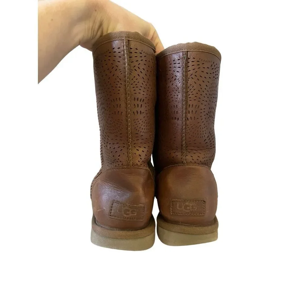 Ugg‎ Australia Brown Leather Boots TRIANA SEAWEED Size 9